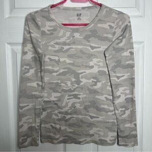 GAP Favourite Camo Shirt Long Sleeved Grey & White Size Small